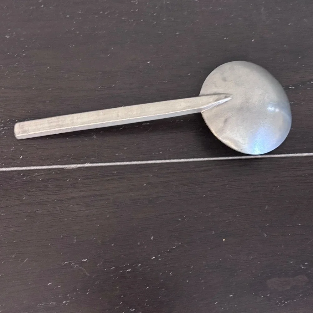 HL‎ Crown Hallmark Pewter Spoon | Vintage 20th Century Hand Forged Square Handle